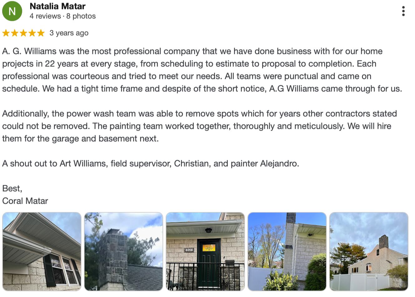 Google review from Natalia Matar