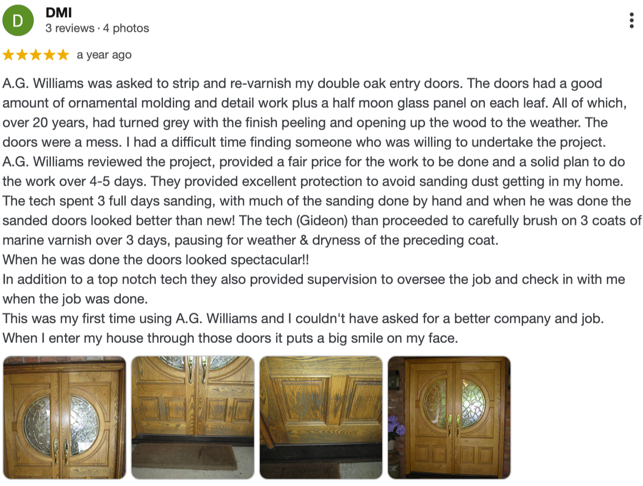 Google review from DMI