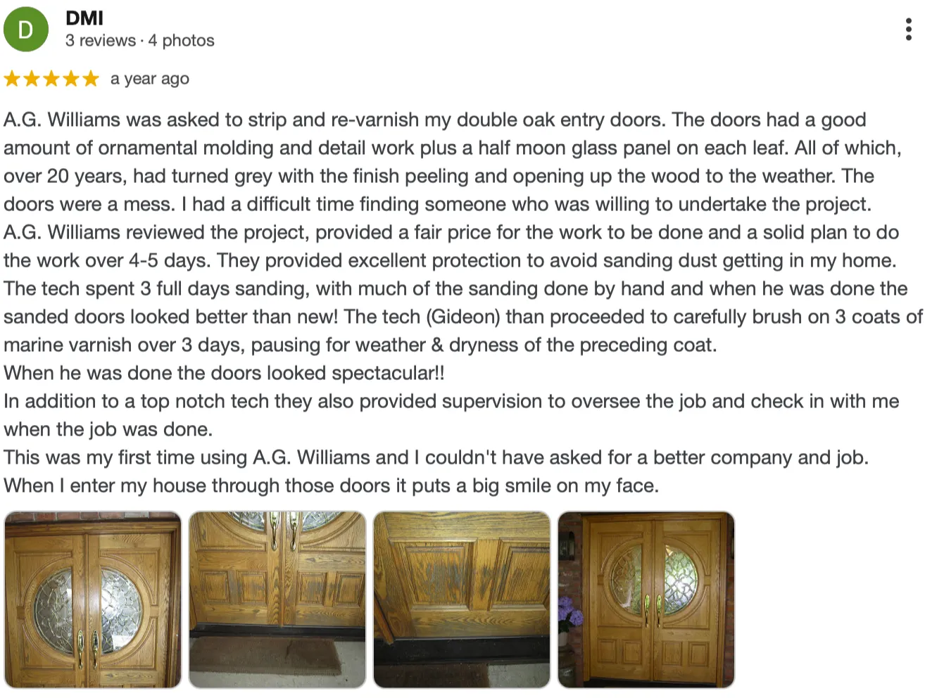 Google review from DMI