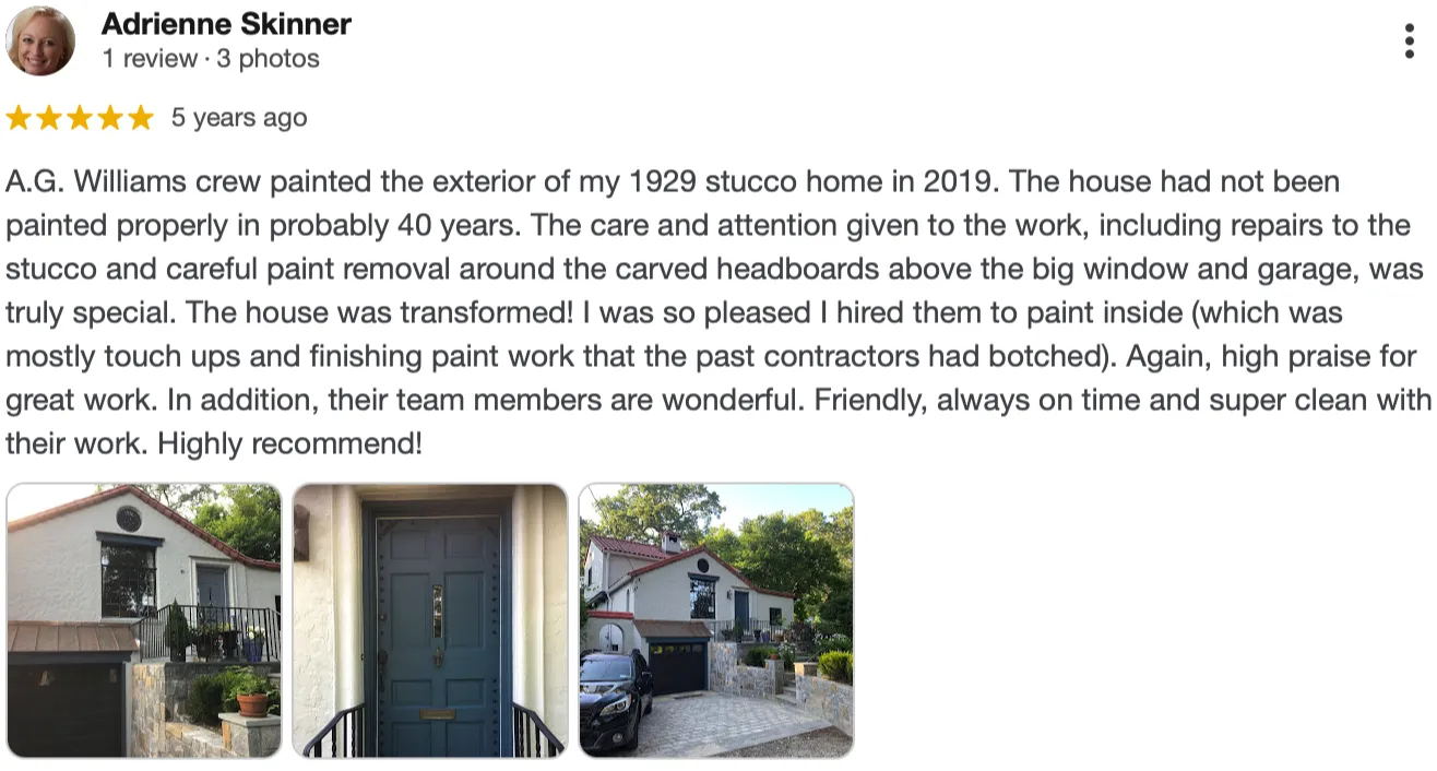 Google review from Adrienne Skinner